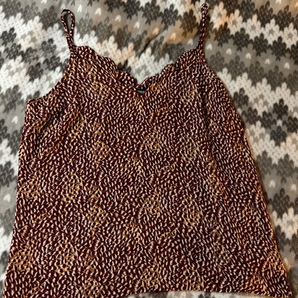Express Brown and Cream Patterned Top